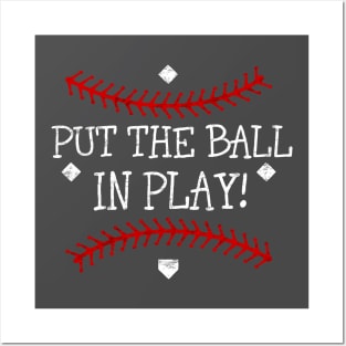 Vintage Primitive Baseball Saying Put the Ball in Play Posters and Art